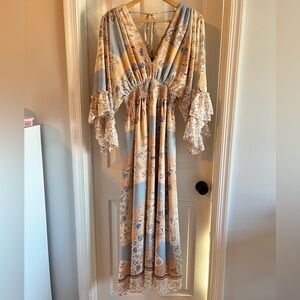 Floral Maxi Dress with Bell Sleeves